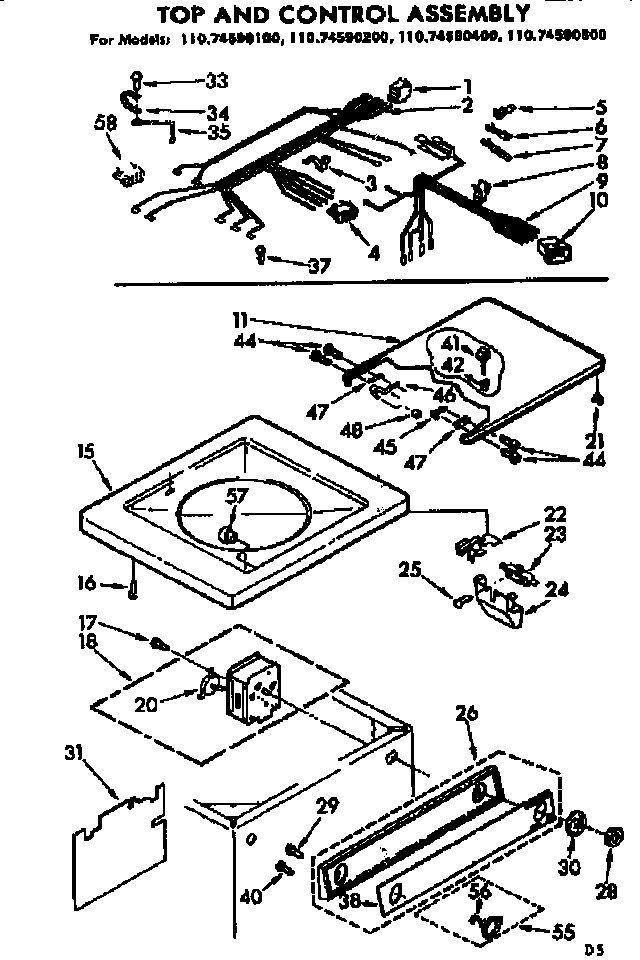 Top and control assembly