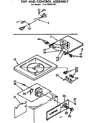 Top and control assembly