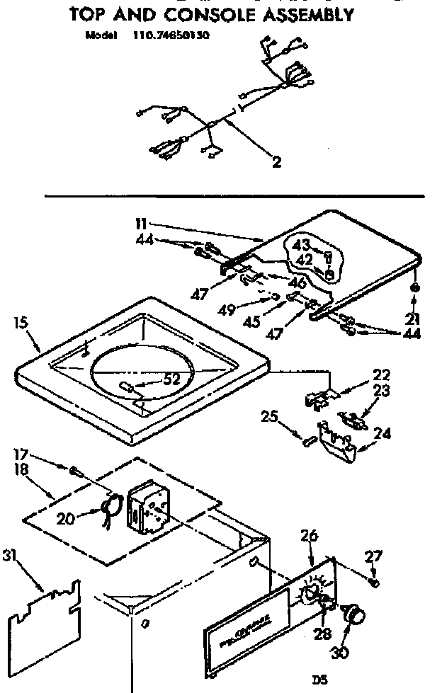 Top and console assembly