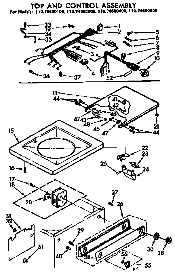 Top and control assembly