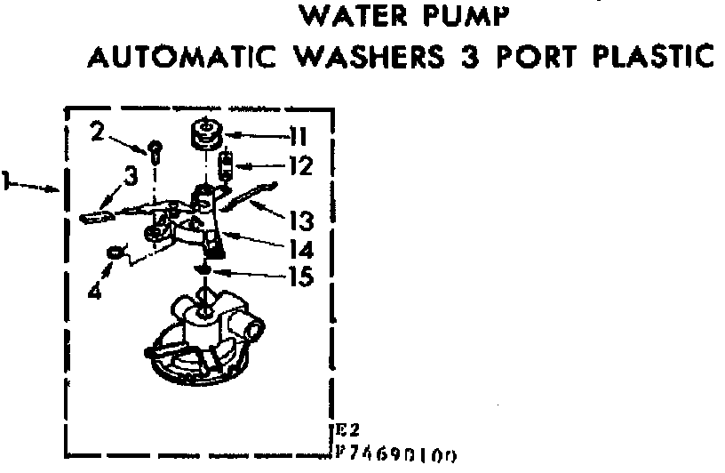 WATER PUMP AUTOMATIC WASHERS 3 PORT PLASTIC