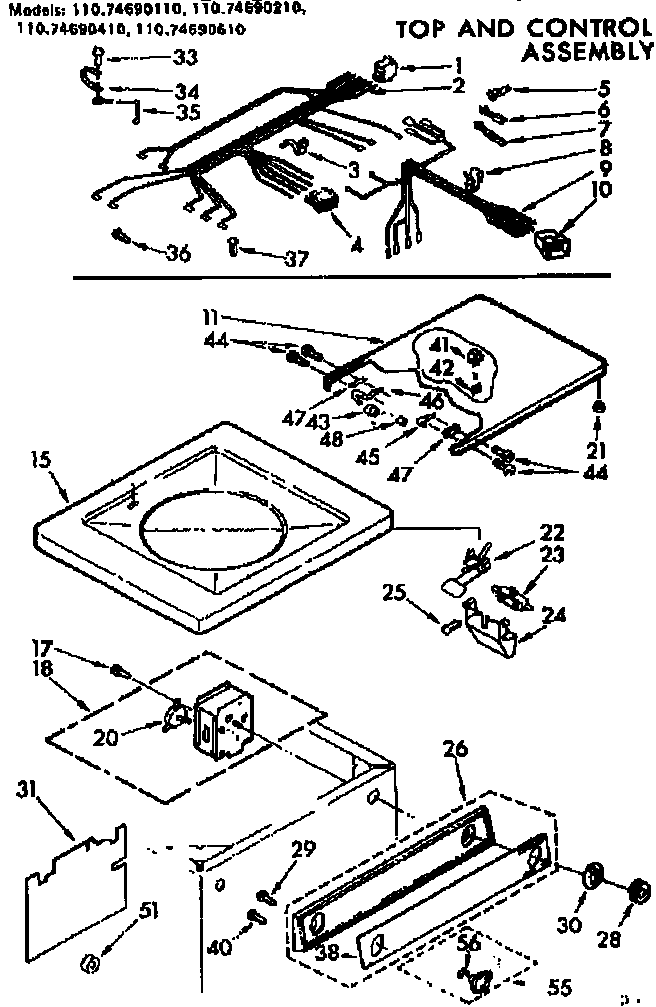 Top and control assembly