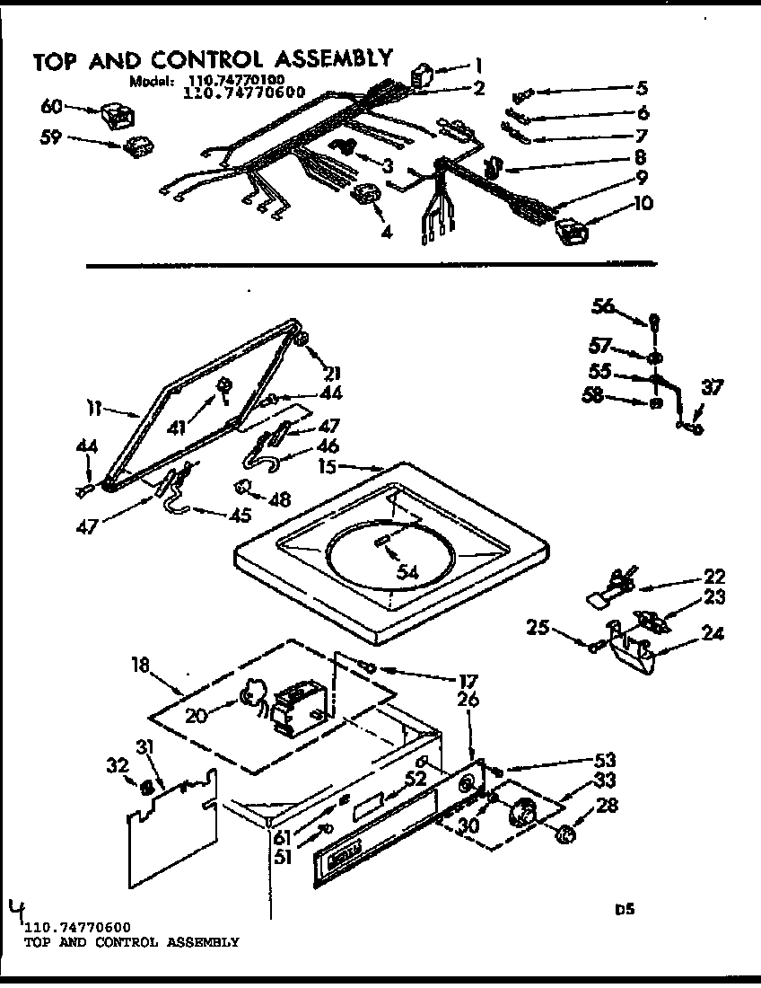 Top and control assembly