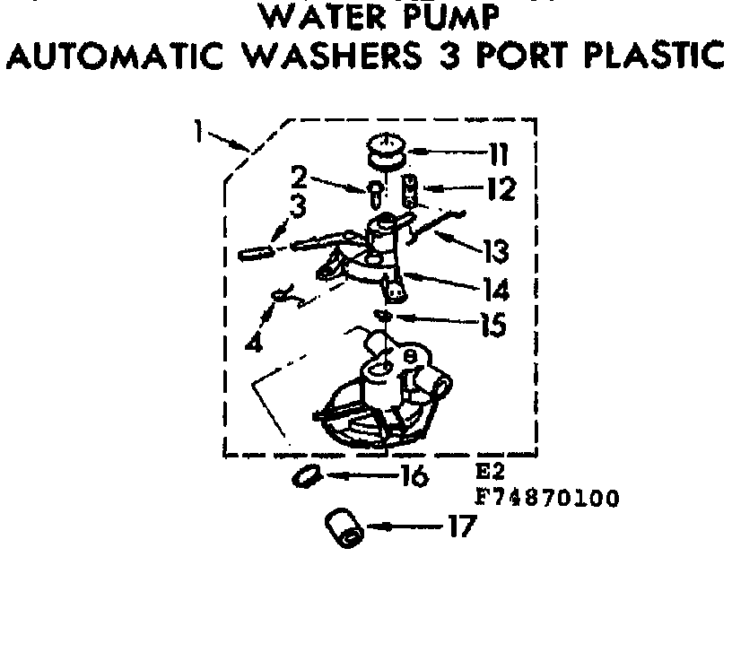 WATER PUMP AUTOMATIC WASHERS 3 PORT PLASTIC