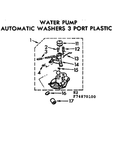 Water pump automatic washers 3 port plastic