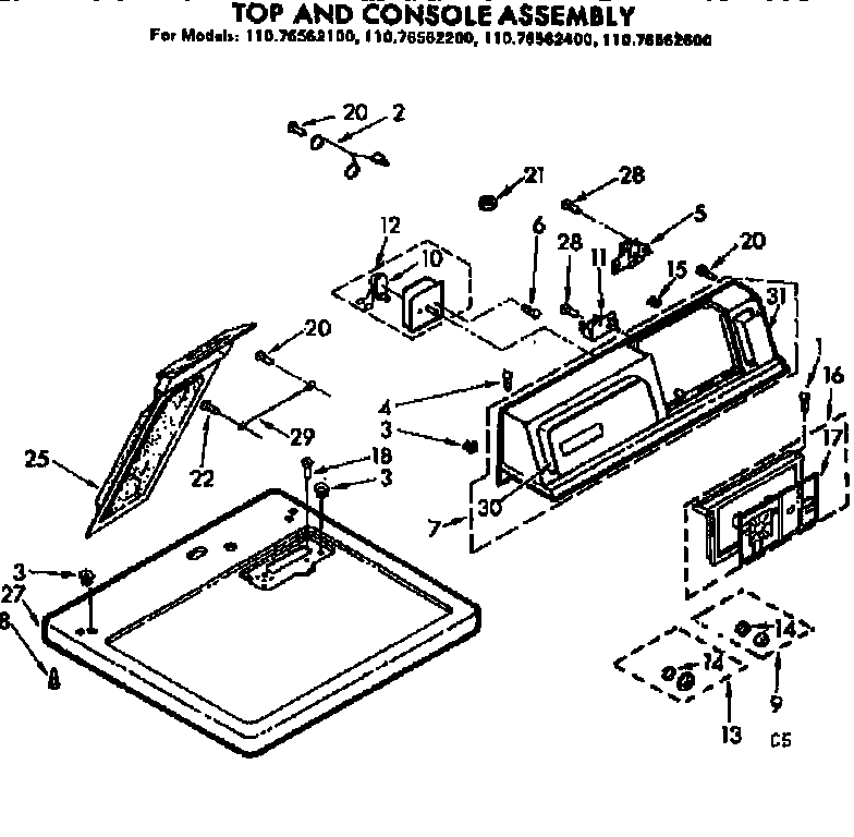 Top and console assembly