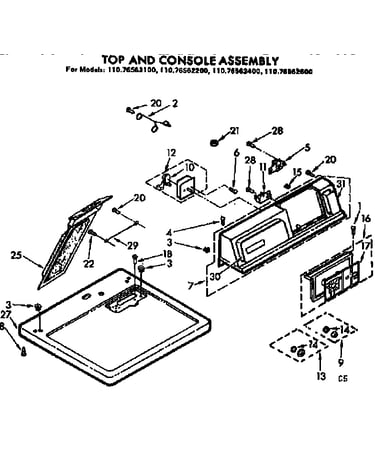 Top and console assembly