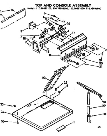 Top and console assembly