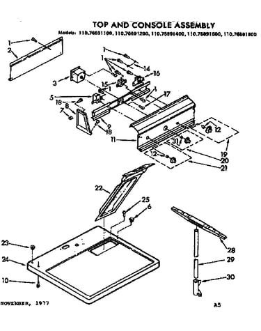 Top and console assembly