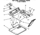 Kenmore 11076950120 top and console parts diagram