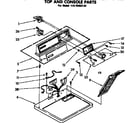Kenmore 11076950130 top and console parts diagram