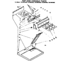 Kenmore 11076975640 top and console parts diagram