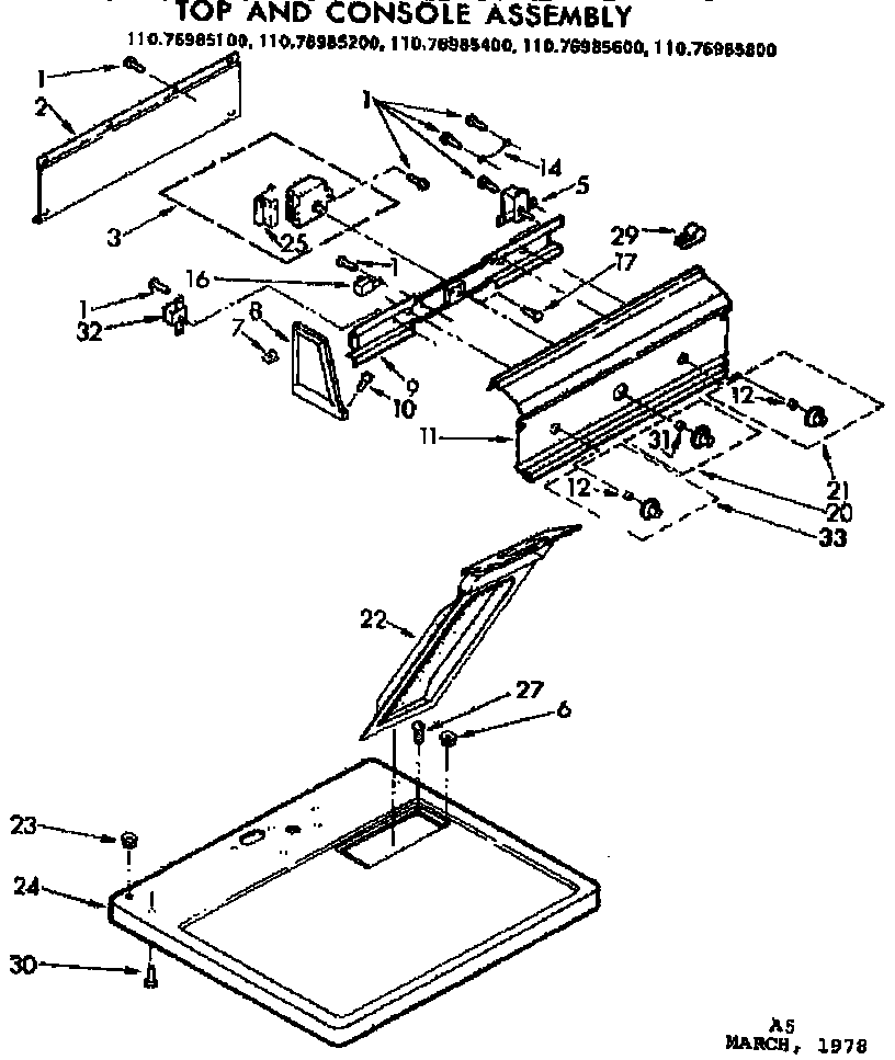 Top and console assembly