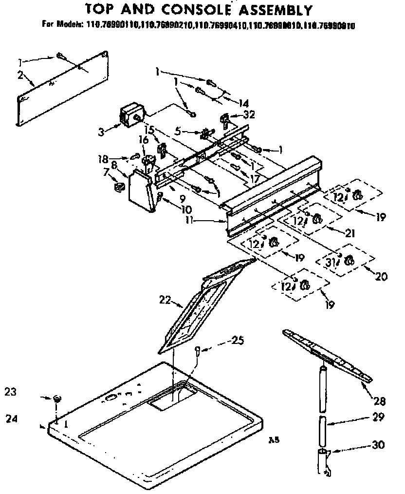 Top and console assembly