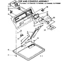 Sears 11077455600 top and console assembly diagram