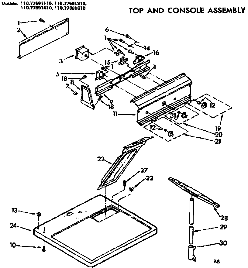 Top and console assembly