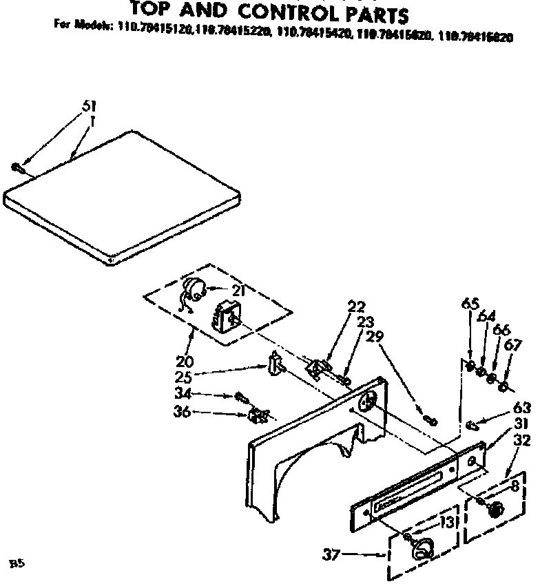 Top and control parts
