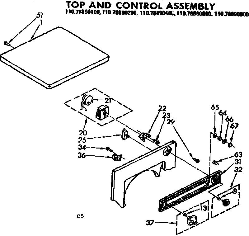 Top and control assembly