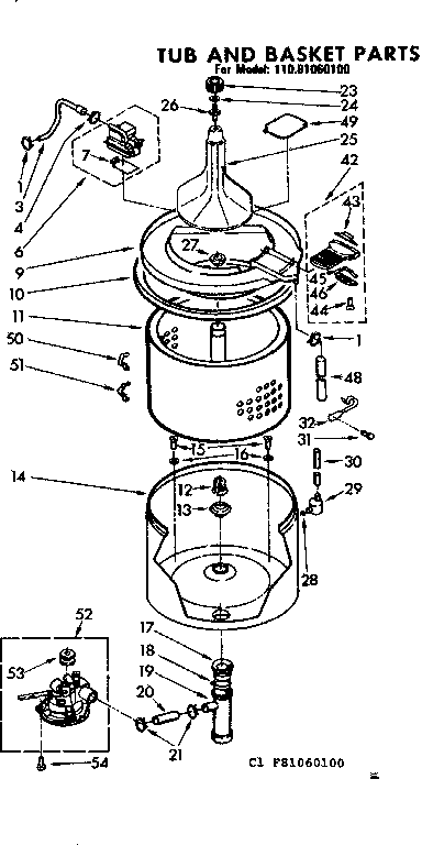 Tub and basket parts