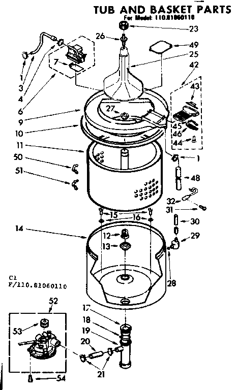 Tub and basket parts