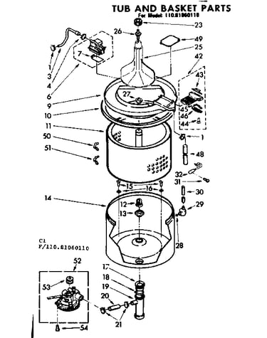 Tub and basket parts