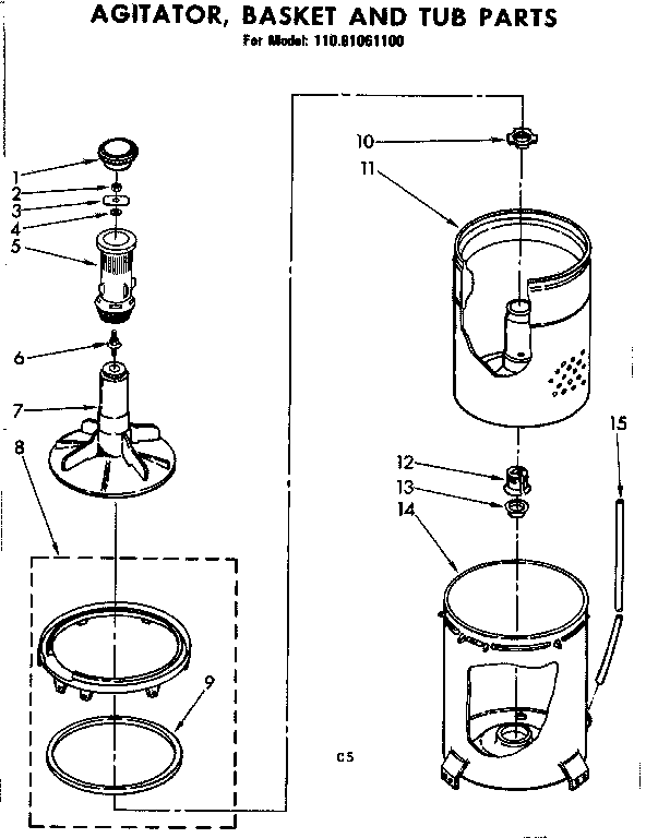 Agitator, basket and tub parts