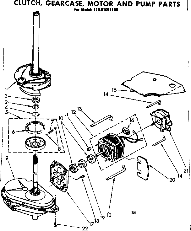 Clutch, gearcase, motor and pump parts