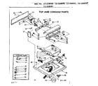 Kenmore 11081080200 top and console parts diagram