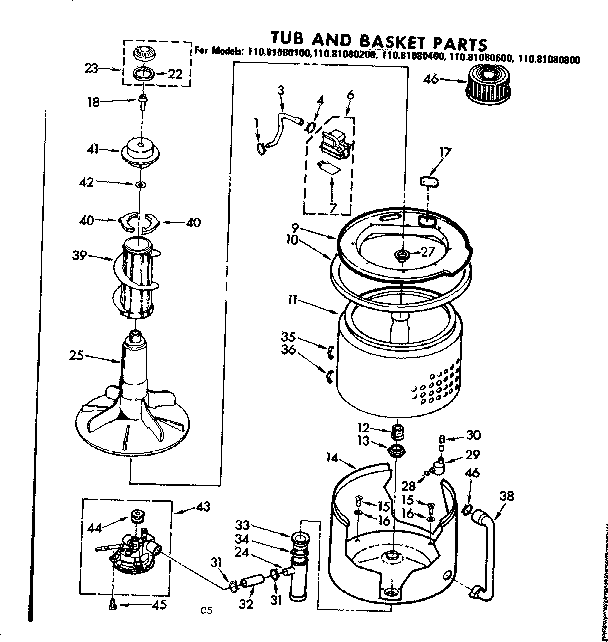 Tub and basket parts