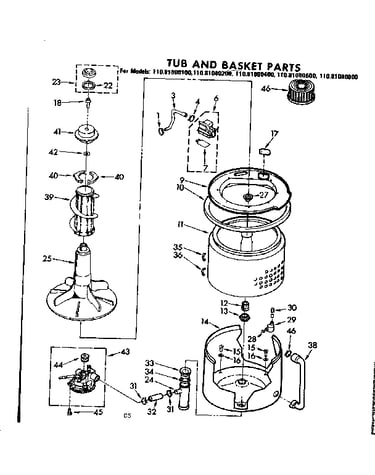 Tub and basket parts