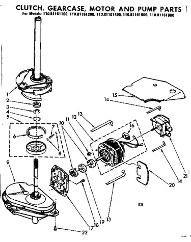 Clutch gearcase motor & pump parts