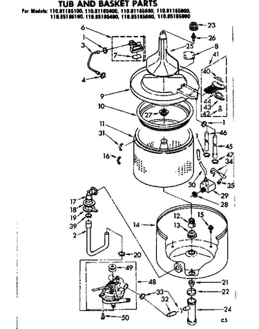 Tub and basket parts