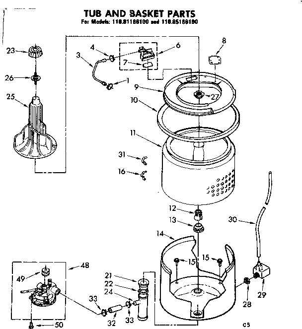 Tub and basket parts