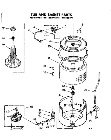 Tub and basket parts
