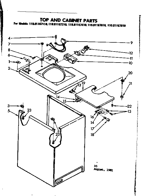 Top and cabinet parts