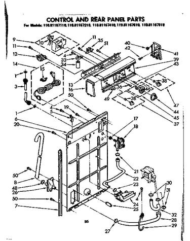 Control and rear panel parts