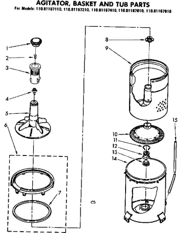 Agitator, basket and tub parts