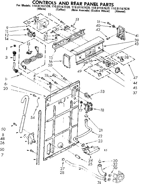 Controls and rear panel parts