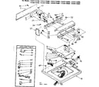 Kenmore 11081175400 top and console parts diagram