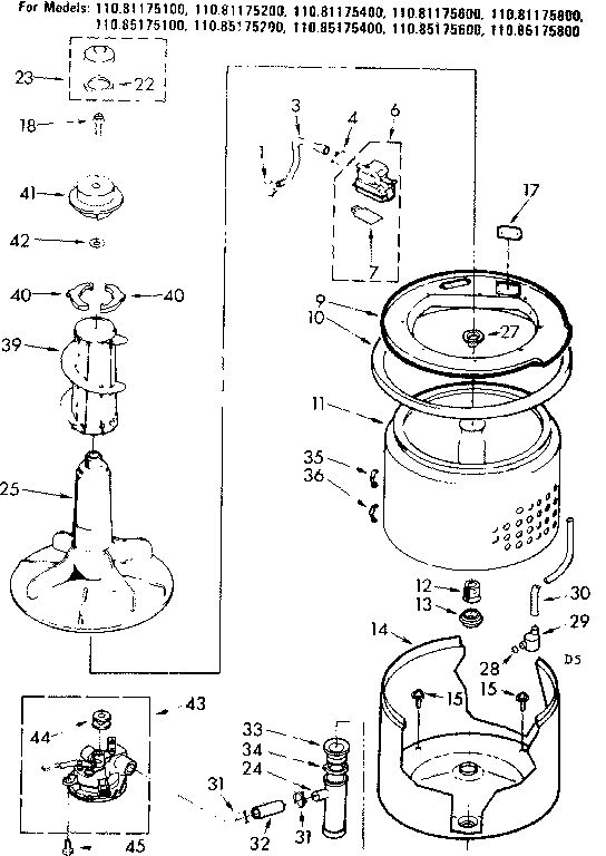 Tub and basket parts