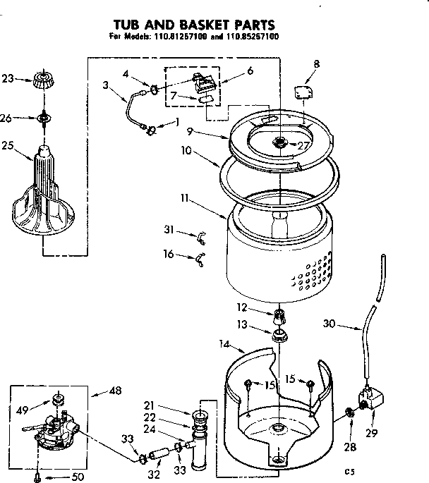 Tub and basket parts