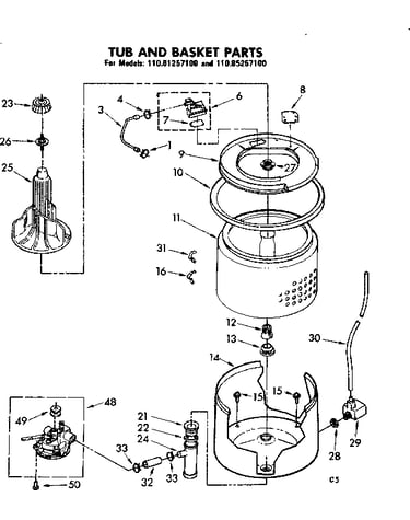 Tub and basket parts