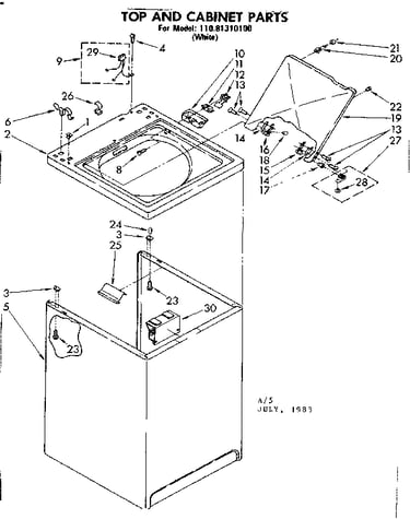 Top and cabinet parts