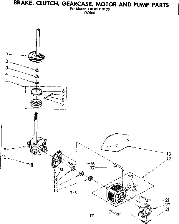 Brake clutch gearcase motor and pump parts
