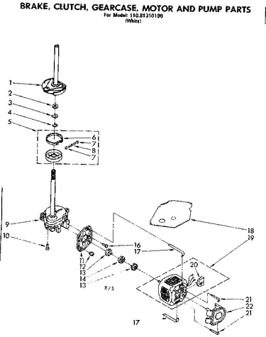 Brake clutch gearcase motor and pump parts