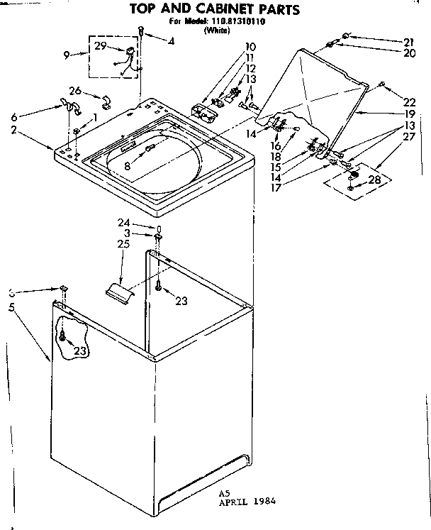 Top and cabinet parts