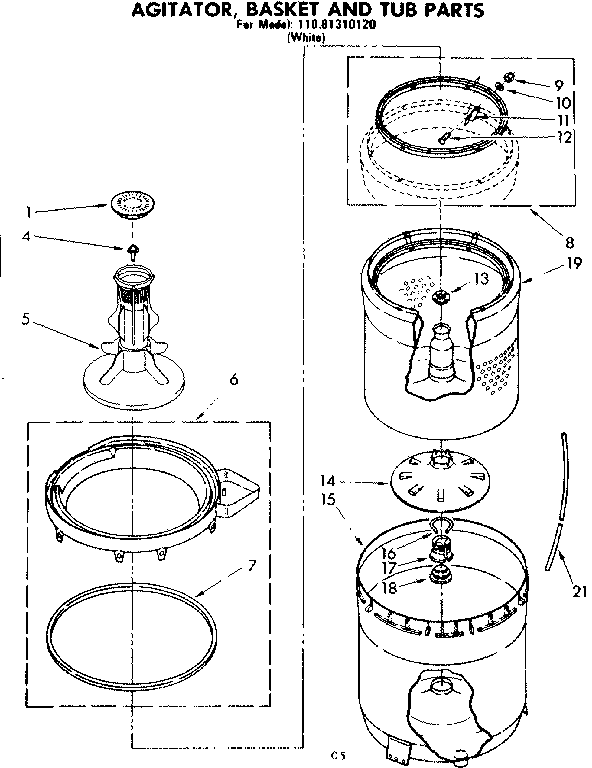Agitator basket and tub parts