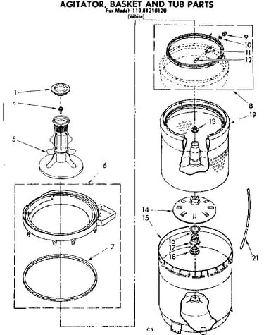 Agitator basket and tub parts