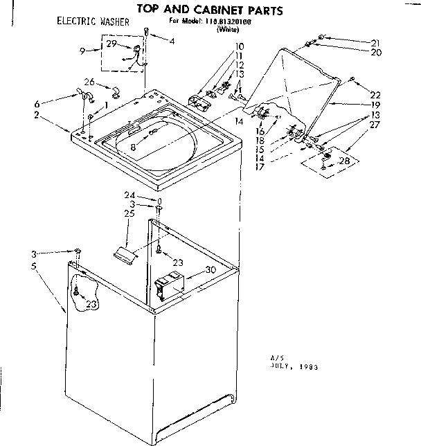 Top and cabinet parts