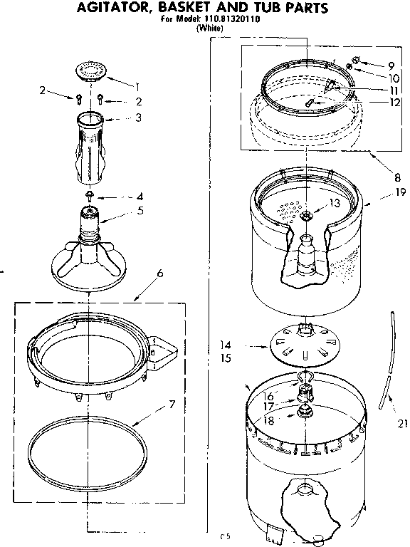 AGITATOR BASKET AND TUB PARTS